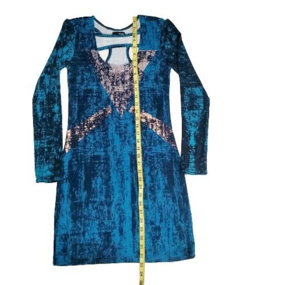 Hurley Women's Blue Artistic Print Atreyu Long Sleeve Bodycon Dress Size Small - Picture 10 of 13
